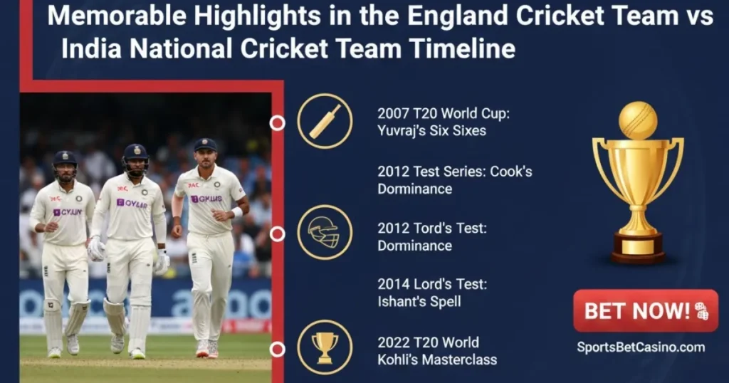 england cricket team vs india national cricket team timeline
