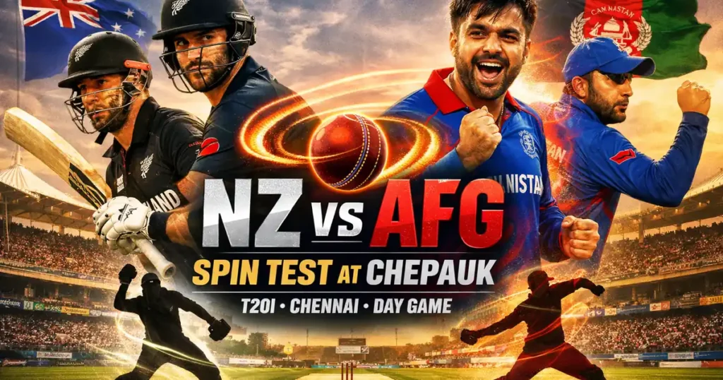New Zealand vs Afghanistan T20I: Rashid–Mujeeb vs Phillips–Mitchell on the Chepauk Spin Test
